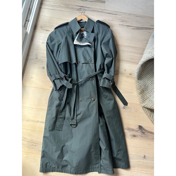 Vintage Womens Trench Coat Size 8  Grey Lined Classic Style Midi Classic - Picture 2 of 16